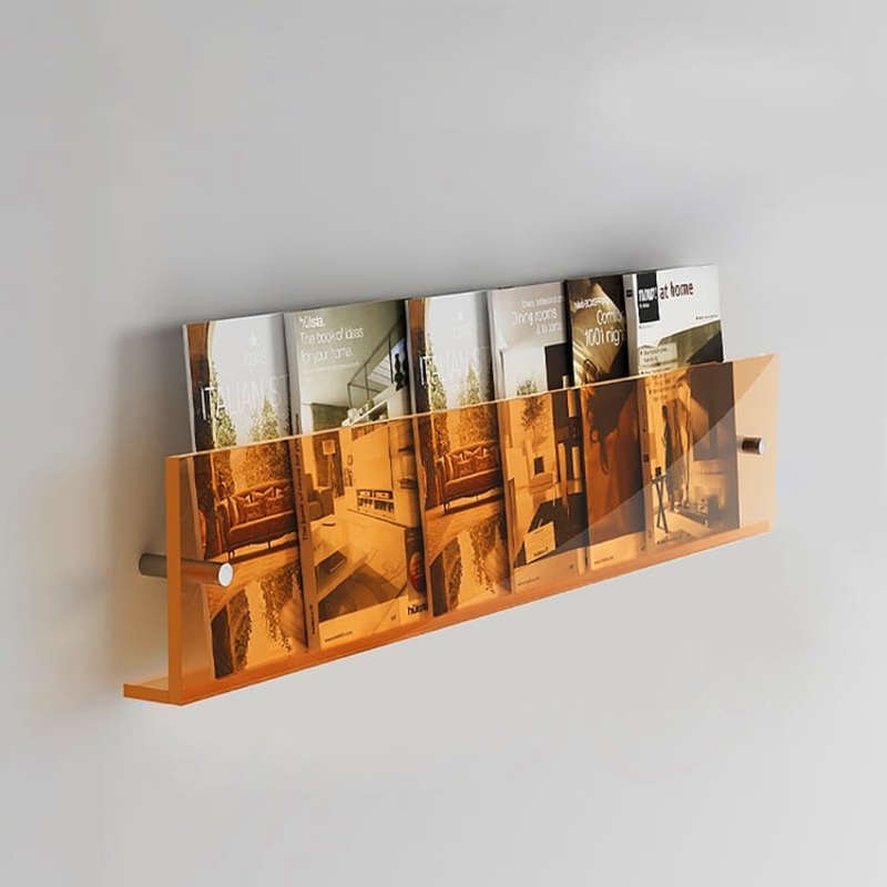 31.5″ Modern Acrylic Wall Mounted Floating Shelf Book Storage Display Rack in Orange