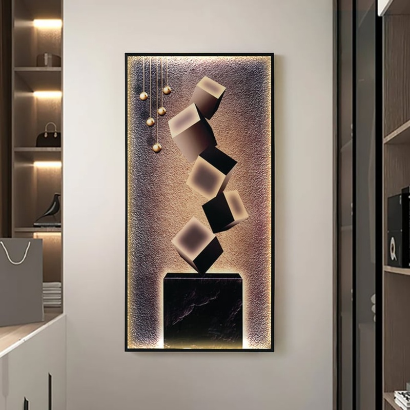 3D Geometric Cube LED Wall Decor with USB Powered Ambient Backlight