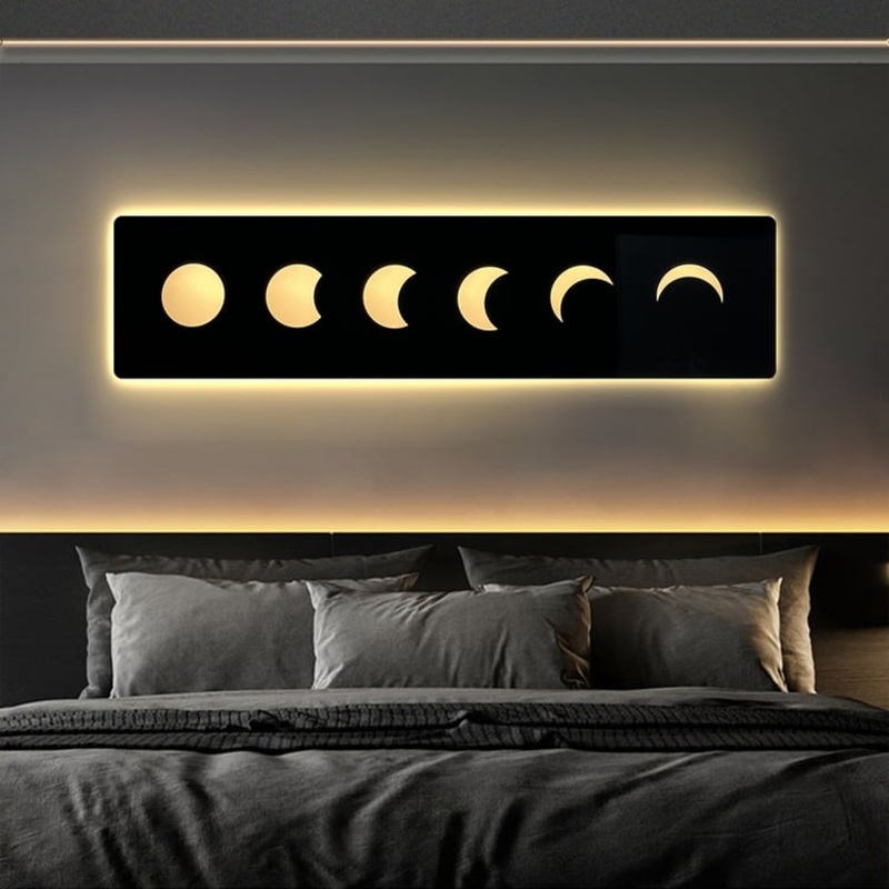 47.2″ Creative Moon Light Wall Art Decoration Painting USB LED Warm Wall Light