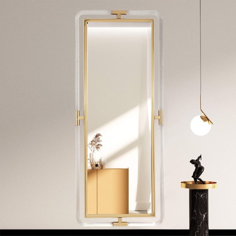 47.2″Modern Gold Full Length Large Long Wall Mirror Decor Acrylic & Metal Frame