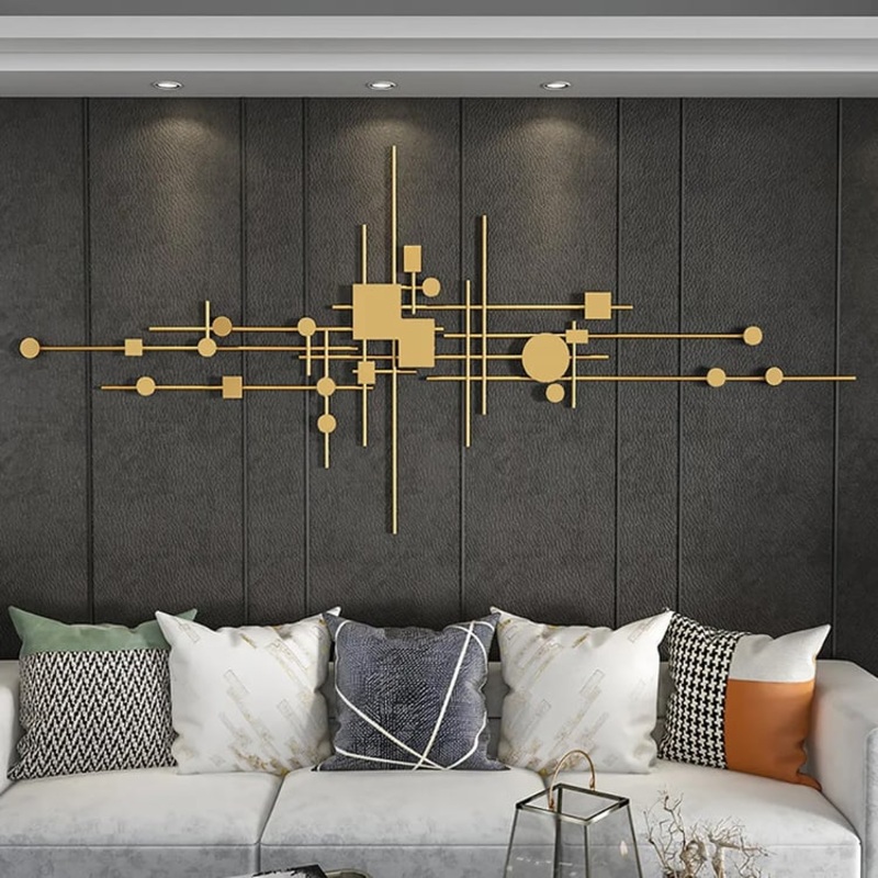 47″ Luxury 3D Gold Geometric Patterns Metal Wall Decor with Overlapping Effects