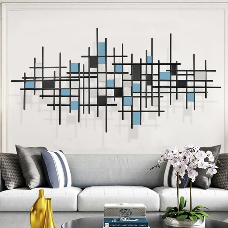 51.2″W Modern Luxury Style Black Metal Wall Decor Home Art in Living Room