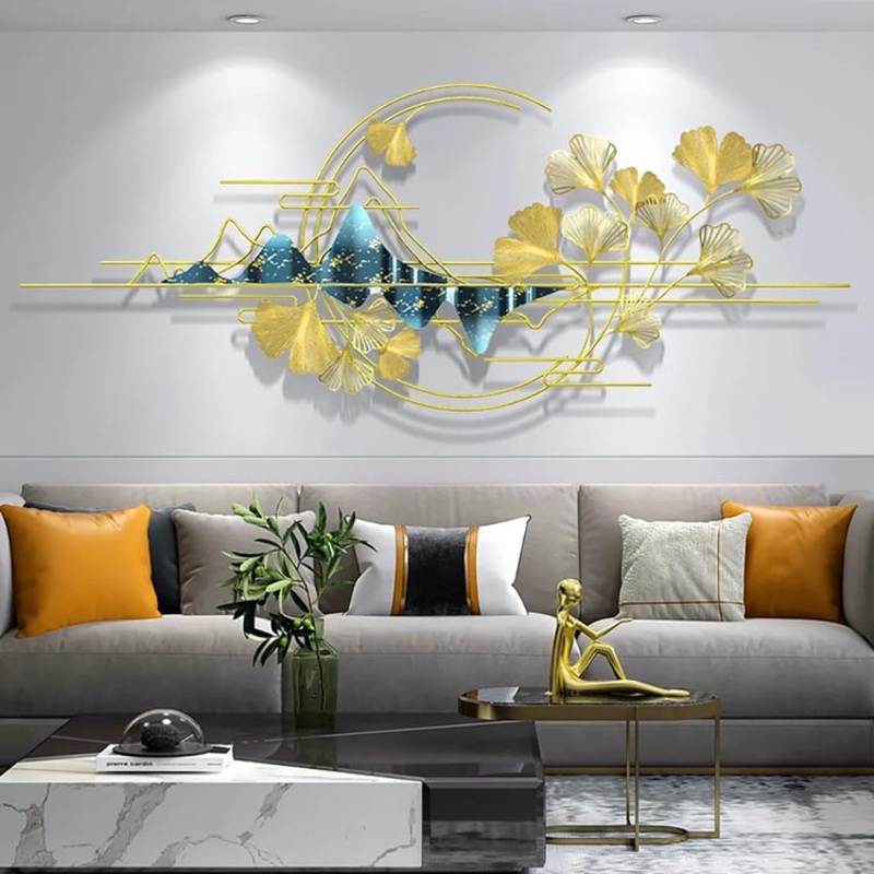 59.1″ x 23.6″ Modern Metal Ginkgo Leaves Wall Decor Art for Living Room
