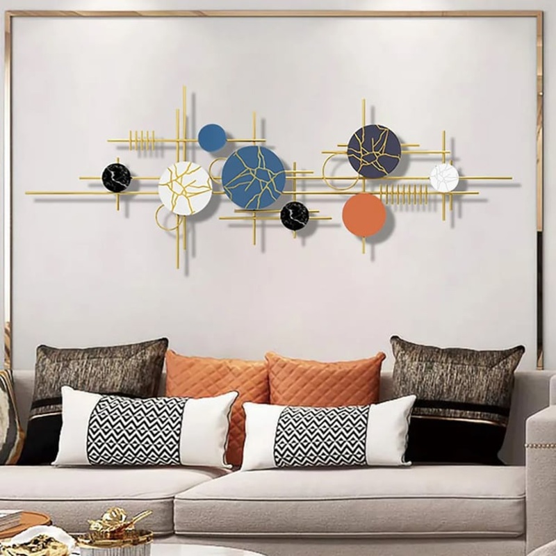 59″ Modern Geometric Metal Wall Decor in Multi-color Overlapping Wall Background Art