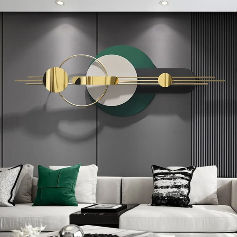 63″Modern Metal Wall Decor for Living Room Bedroom Geometric Wall Art in Gold & Green