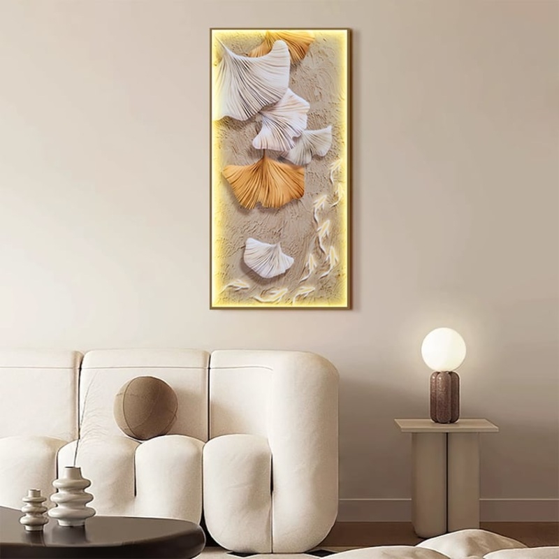 Art Deco Ginkgo LED Canvas Wall Art Print Framed Wall Decor
