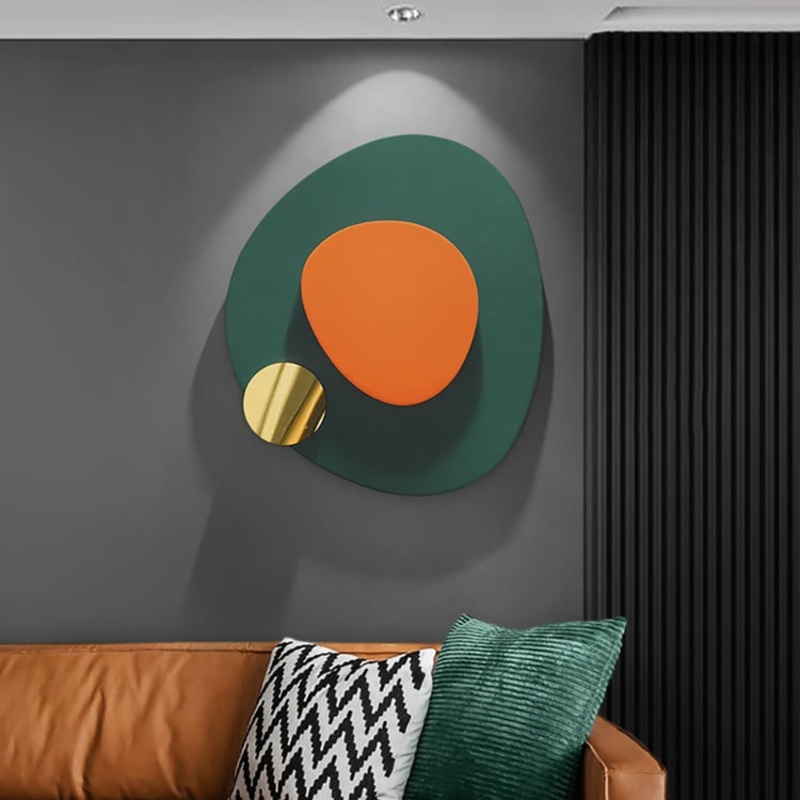 Artard Irregular Modern Minimalist Overlapping Green & Orange Wall Decor Metal Home Art