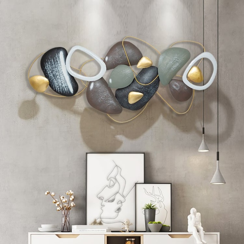 Coastal Creative Metal Stone Decor Modern Wall Decor 53.1″L x 25.5″H Living Room Decor