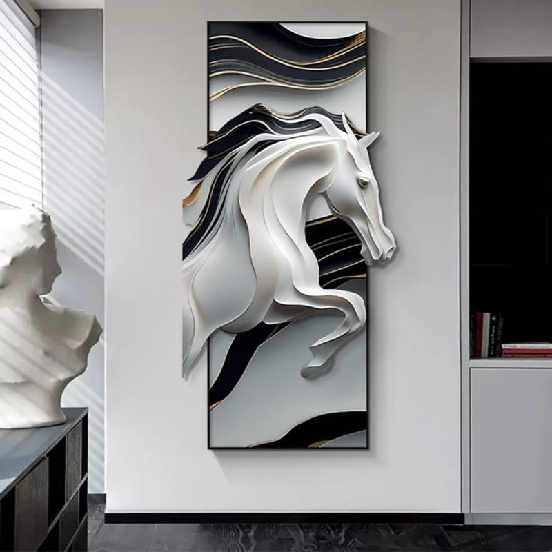 Creative Abstract Irregular Wall Hanging Decor Black& White Horse Home Decoration