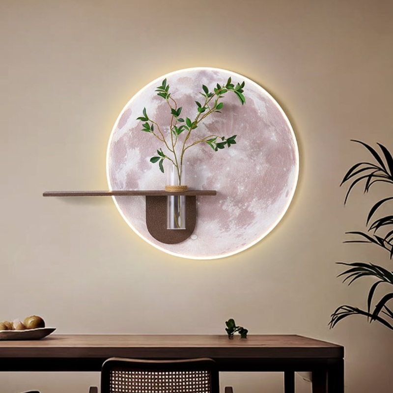 Elegant Wall Decor with Faux Green Plants and Tube Vase  Warm White LED Lighting