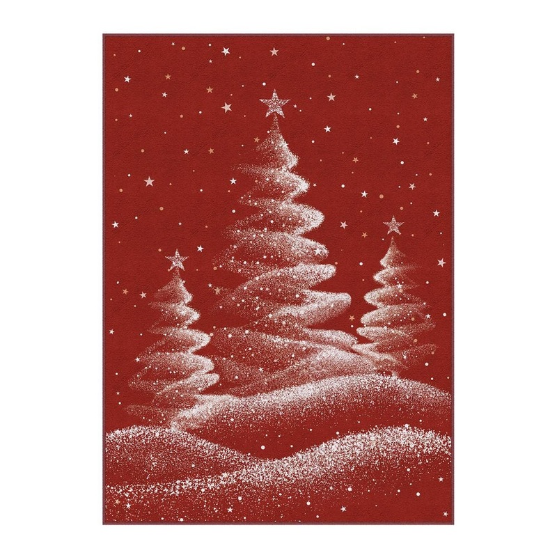 HaiiMeid Christmas 5 ft. X 7 ft. Red Halo Christmas Trees Area Rug X25IU0103H-157