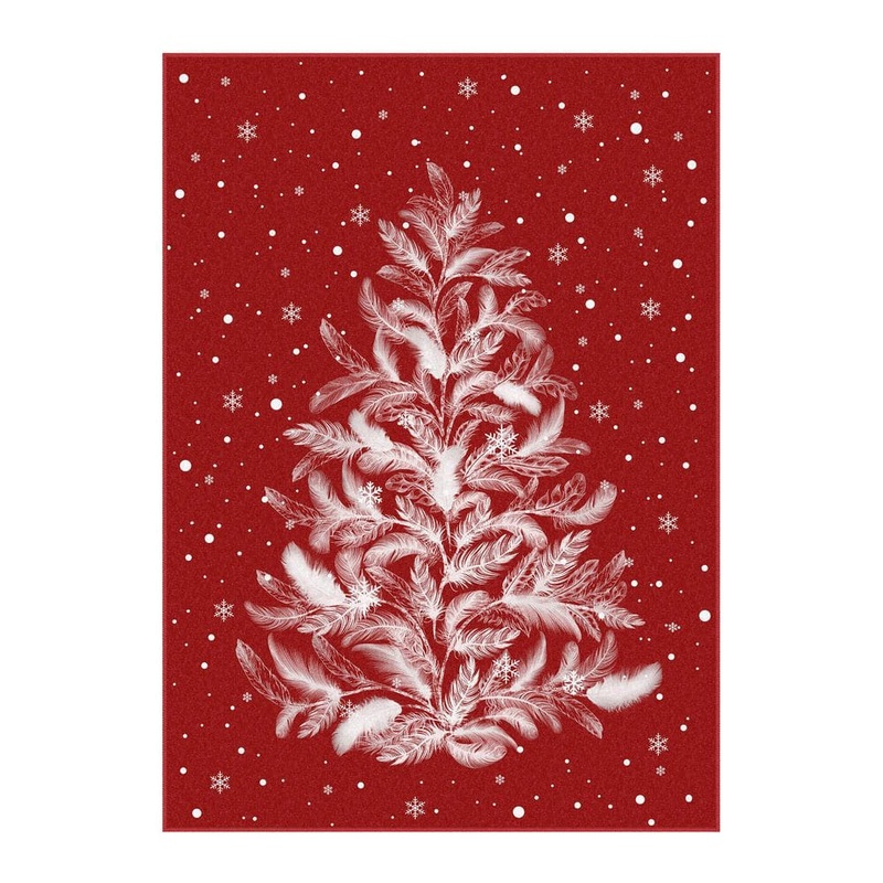 HaiiMeid Christmas 9 ft. x 12 ft. Red Feather Christmas Tree Area Rug X25IU0105H-191