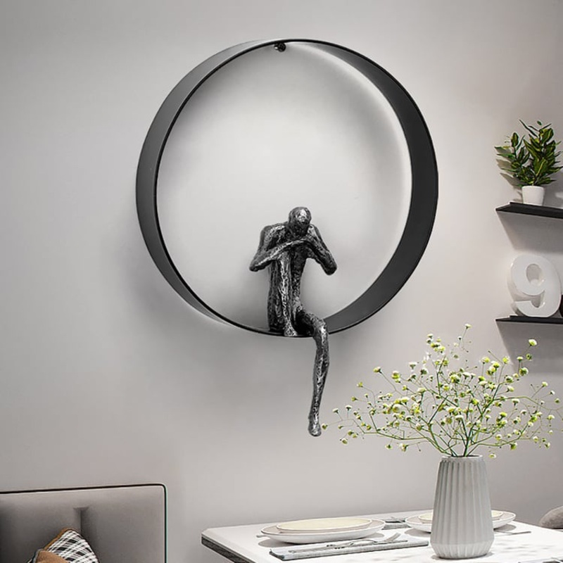 Modern 3D Artistic Figure Metal and Resin Wall Decor in Black 300mm*400mm