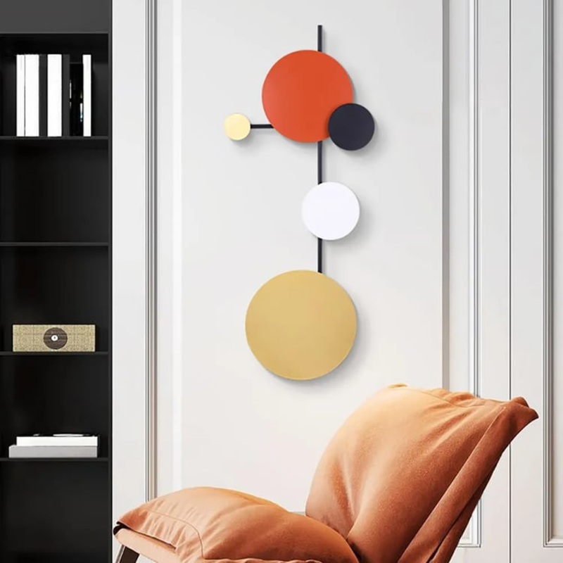 Modern Geometric Round Wall Decor Wall Hanging Metal Art 15.7” x 37.4” Multi-color