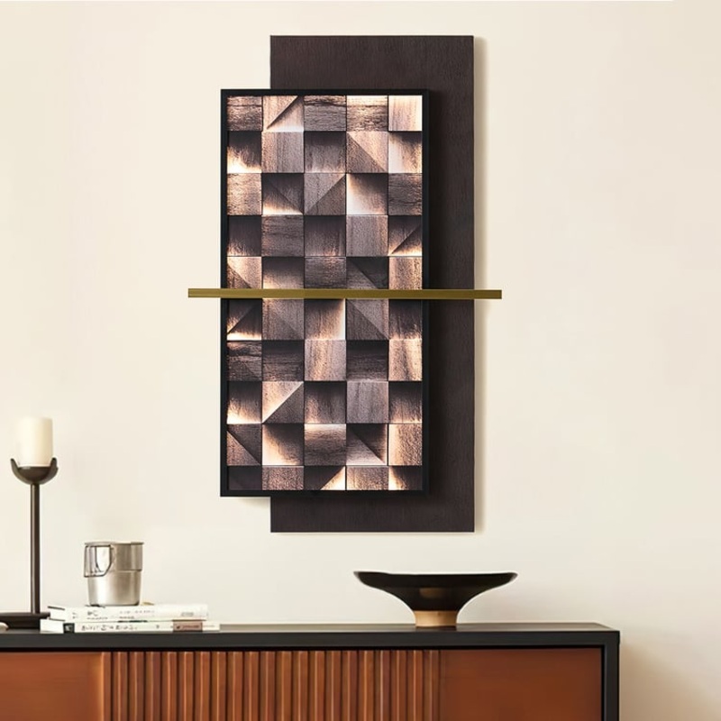 Modern Geometric Wall Art Lighted Wall Decor  31.5″