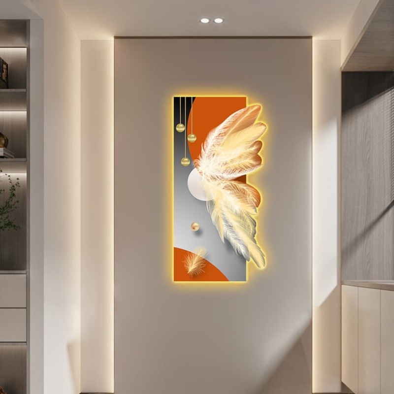 Modern Home Decor LED Wall Art with Unique Feather Design