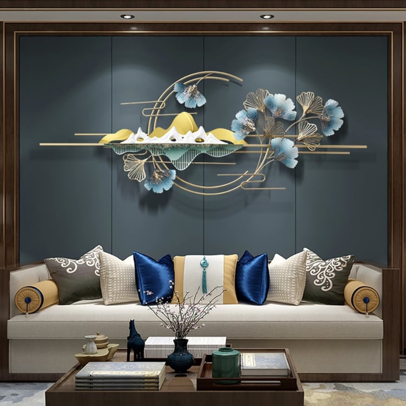 Modern Natural Landscape Metal Wall Decor Creative Ginkgo Leaves Home Art