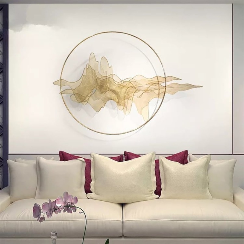 Natural Abstract Landscape Wall Decor 3D Gold Metal Wall Art 39.4″ x 26.8″ Living Room
