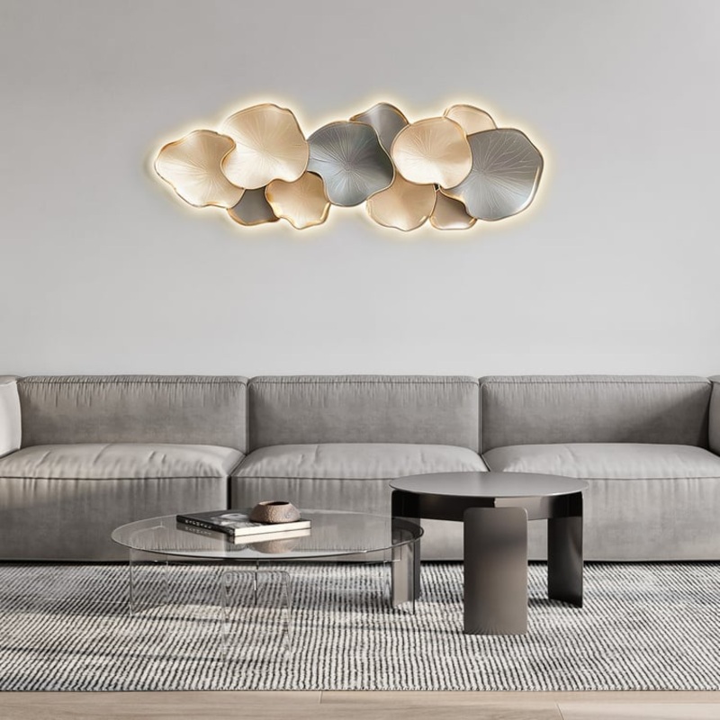 Textured Design Wall Decor in White and Gray with LED Light