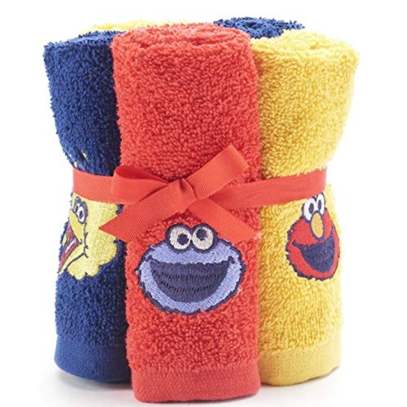 Sesame Street Set of 6 Washcloths Elmo Big Bird and Cookie Monster