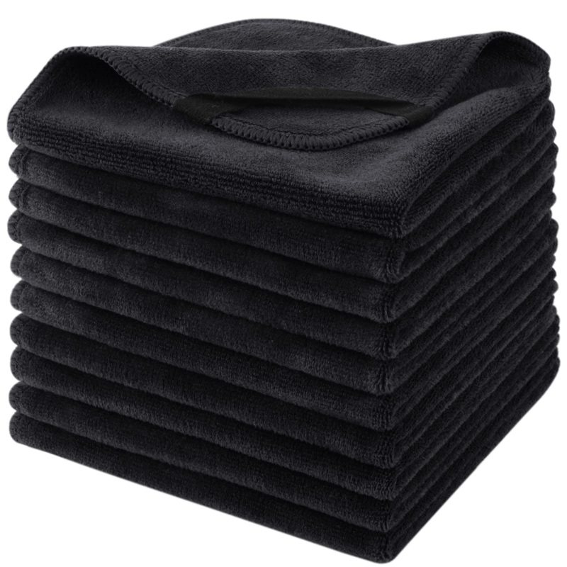 Sinland microfiber facial towels quickly drying absorbent washcloth soft make-up remover cloths 30 x 30 cm 1 piece (10 pack) Black