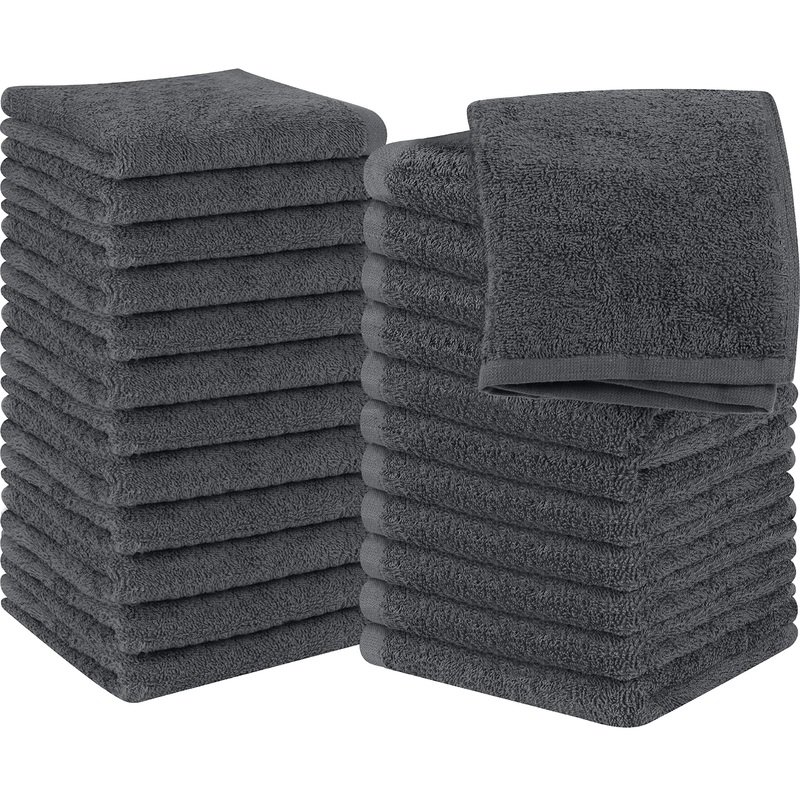 Utopia Towels – 24 pieces of soap cloths 30×30 cm with hanging cuffs absorbent washcloths for wiping and cleaning the face made of 100% cotton (gray) gray 24