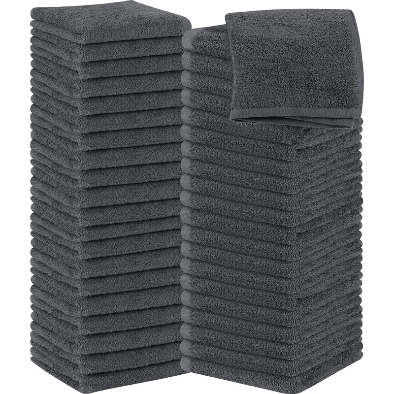 Utopia Towels – 60 pieces of soap cloths 30×30 cm with hanging cuffs absorbent washcloths for wiping and cleaning the face made of 100% cotton (gray) gray 60
