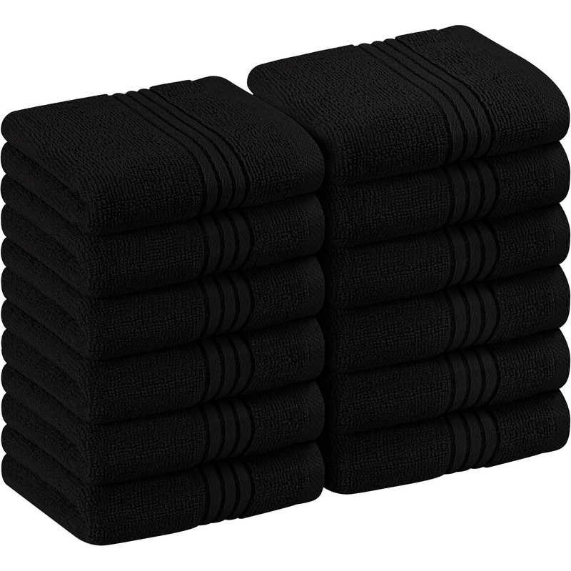 Utopia Towels – Luxury washcloth set made of 100% cotton 30 x 30 cm face cloths (black) 30 x 30 cm black