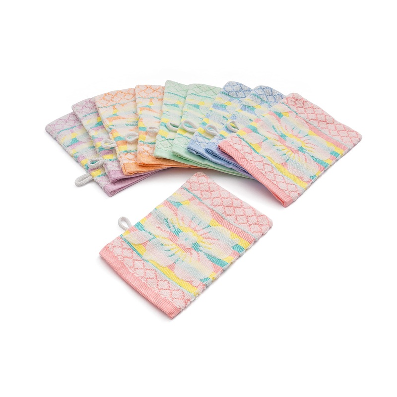 YSN Home Collection – Terry cloth wash gloves made of 100% cotton – floral pattern – 5 colours – 10 pieces