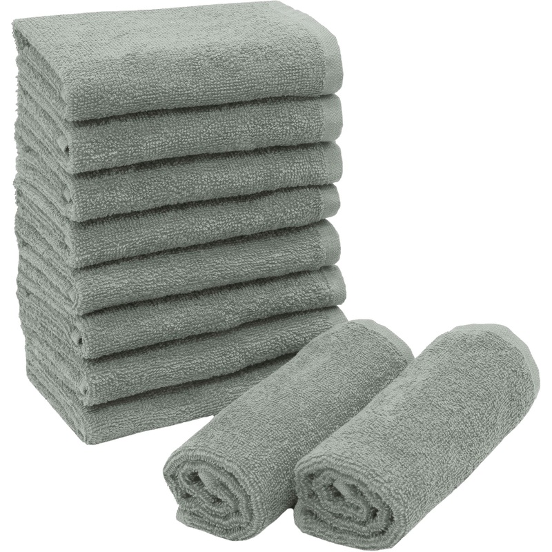 Zollner 10 -Set Seif towels in 30×30 cm – suction -strong and soft washcloths in light gray – with a practical hanger – washable up to 60 C – cotton – hotel quality 10x soap cloth light gray