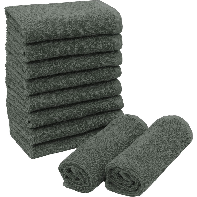 Zollner 10 Set Seif towels in 30×30 cm – Supernate and soft washcloths in dark gray – with a practical hanger – washable up to 60 C – cotton – hotel quality 10x soap cloths anthracite