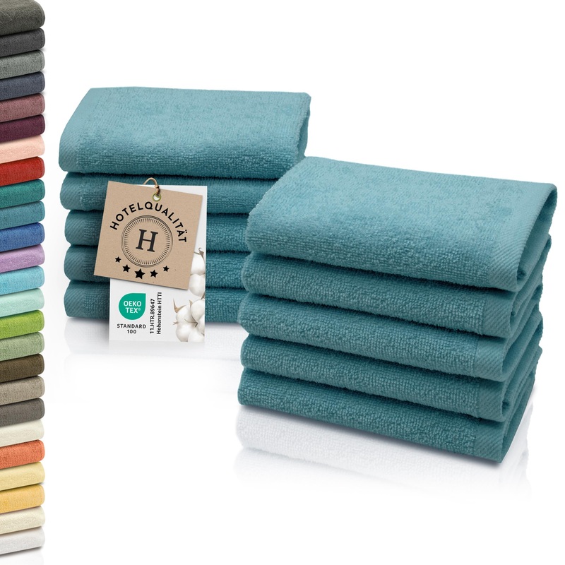 Zollner 10 Set Seifkerchen – Soft and Suction -strong washcloths – washable up to 95 C – cotton – 30×30 cm in petrol petrol 10x soap cloths