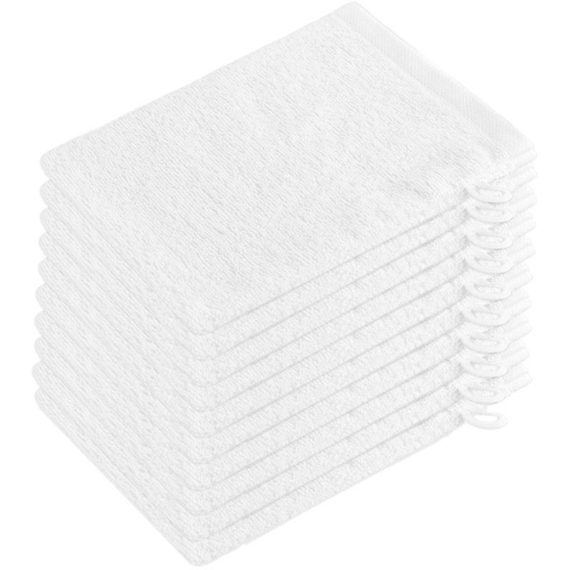 ZOLLNER set of 10 wash gloves washcloths 16 x 21 cm cotton white 16 x 21 cm