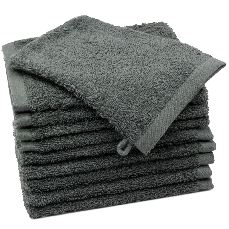 ZOLLNER set of 10 washing gloves 100% cotton 500 g/m approx. 17 x 21 cm grey Grey 17 x 21 cm