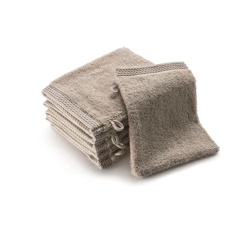 Sleepzen washcloths made of organic cotton beige GOTS -certified 500gr/m2 – washing gloves – Made in the UE – 6 -way pack soft and ecological