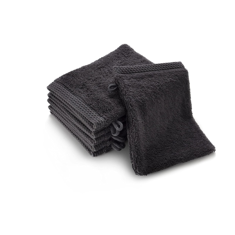 Sleepzen washcloths made of organic cotton gray GOTS -certified 500gr/m2 – washing gloves – Made in the UE – 6 -way pack soft and ecological