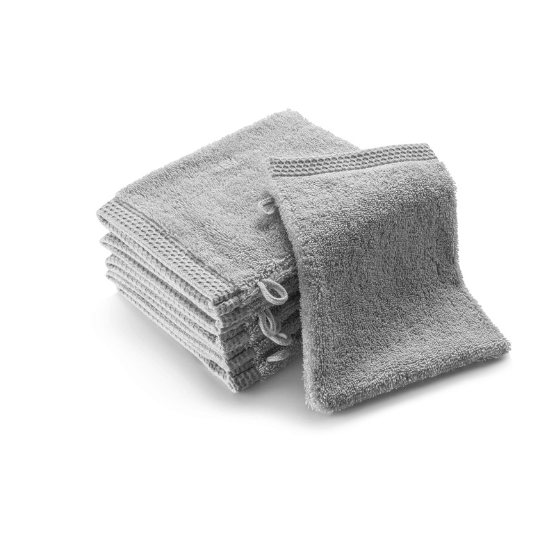 Sleepzen washcloths made of organic cotton Perlgrau GOTS -certified 500Gr/m2 – washing gloves – Made in the UE – 6 -way pack soft and ecological