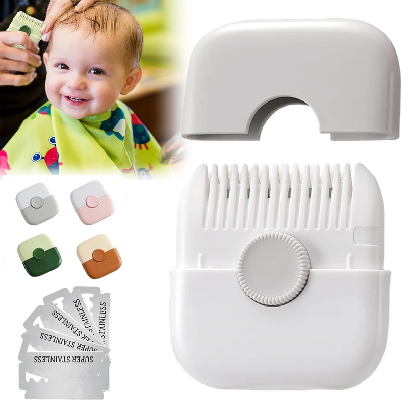 Trimpocket Hair Trimmer/Comb Kids Split Ends Hair Trimmer Hair Trimming and 2 in 1 Bangs Trimmer 2 in 1 Hair Trimmer Razor Comb Dual-Side Design with Cover Blades Replaceable (Gray) Grey