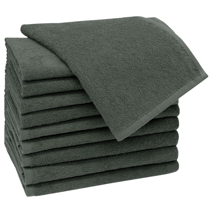 Zollner 10 Set guest towels in 30×50 cm – suction -strong and soft guest towels in dark gray – with a practical hanger – washable up to 60 C – cotton – hotel quality 10x guest towels anthracite