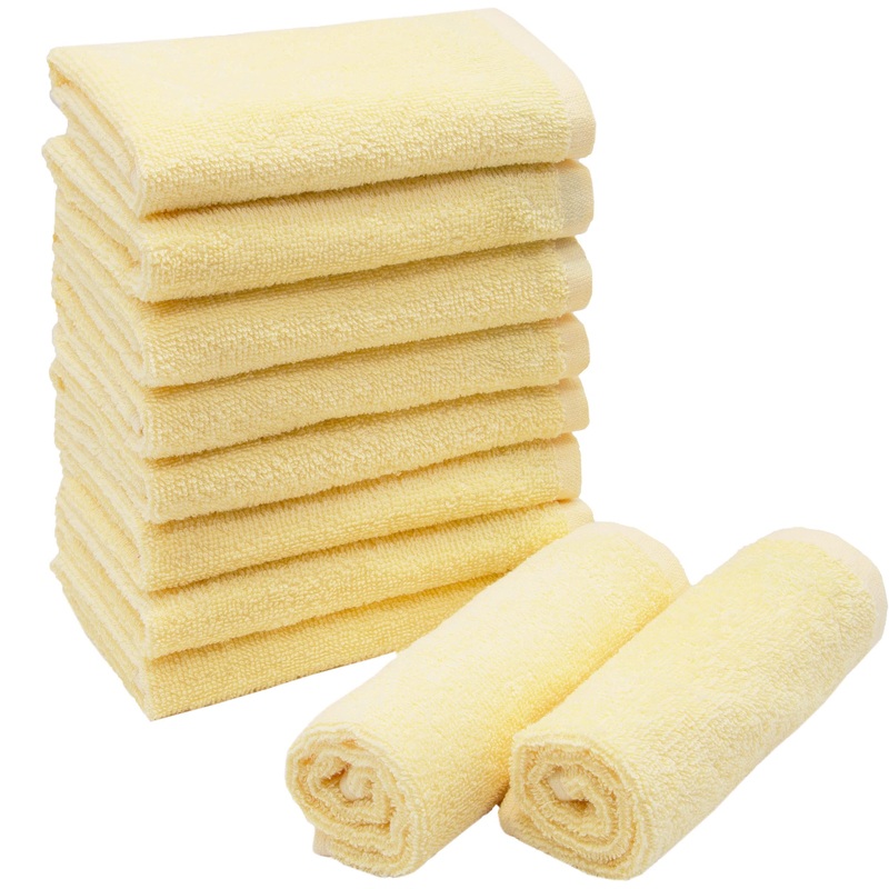 Zollner 10 Set Seif towels in 30×30 cm – suction -strong and soft washcloths in yellow – with a practical hanger – washable up to 60 C – cotton – hotel quality 10x soap cloth yellow