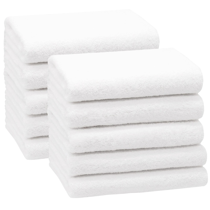 Zollner 10 Set towels in 50×100 cm – suction -strong and soft shower towels in white – with a practical hanger – washable up to 95 C – cotton – hotel quality 10x towels white