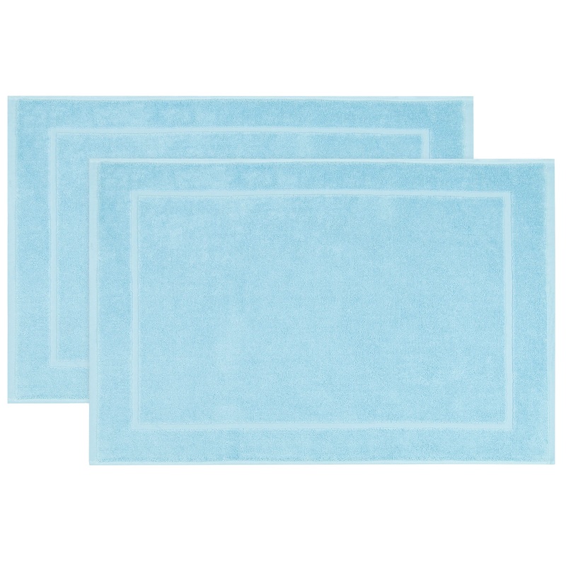 Zollner 2 Set Bath templates in 50×70 cm – suction -strong and soft swimmats in light blue – pleasant massage effect – washable up to 60 C – suitable for underfloor heating – cotton – hotel quality 2x bathrobes light blue