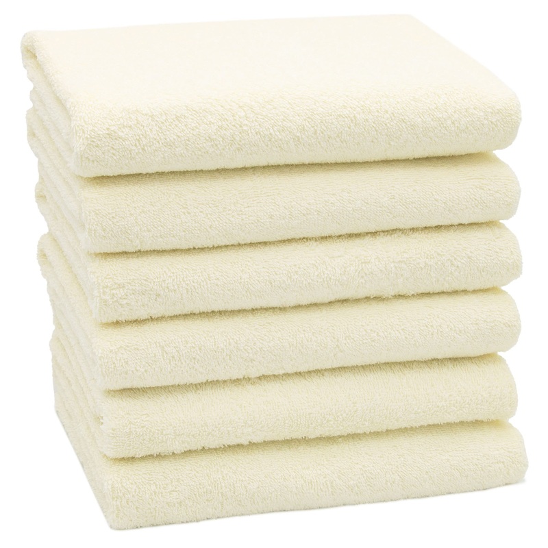 Zollner 6 Set towels in 50×100 cm – suction -strong and soft bath towels in beige – with a practical hanger – washable up to 60 C – cotton – hotel quality 6x towels beige