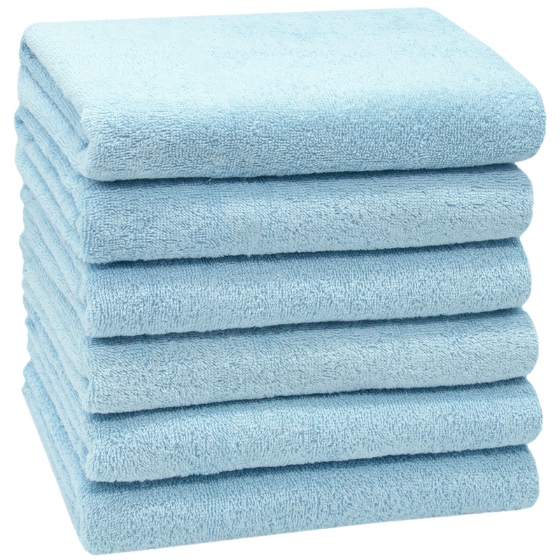 Zollner 6 Set towels in 50×100 cm – suction -strong and soft bath towels in light blue – with a practical hanger – washable up to 60 C – cotton – hotel quality 6x towels light blue