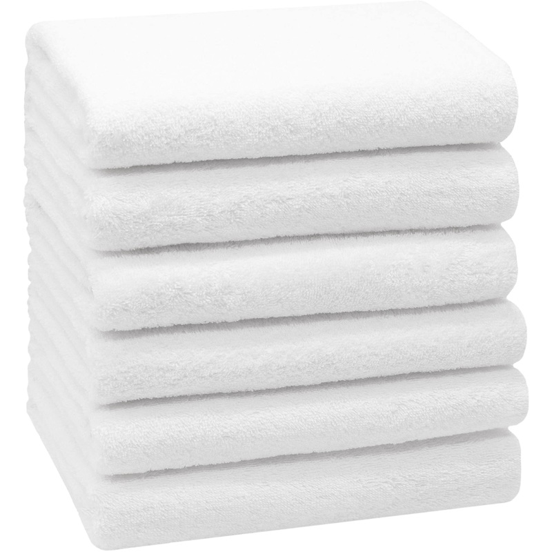 Zollner 6 Set towels in 50×100 cm – suction -strong and soft bath towels in white – with a practical hanger – washable up to 95 C – cotton – hotel quality 6x towels white