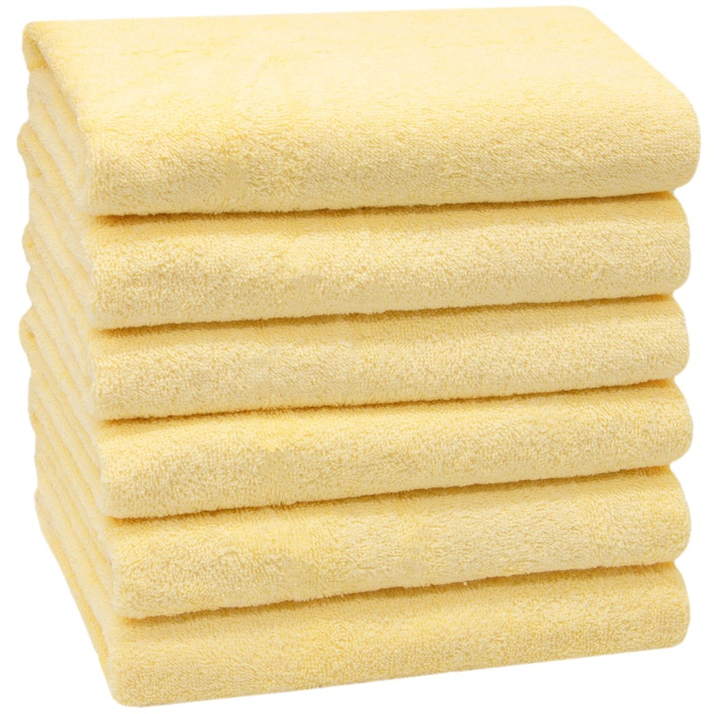 Zollner 6 Set towels in 50×100 cm – suction -strong and soft bath towels in yellow – with a practical hanger – washable up to 60 C – cotton – hotel quality 6x towels yellow