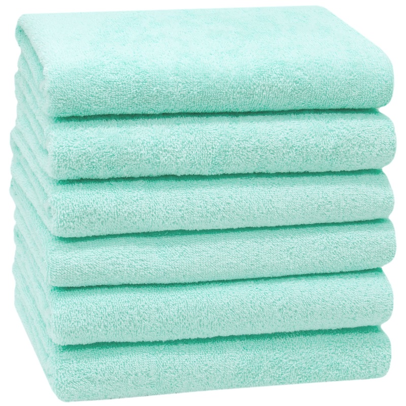 ZOLLNER set of 6 towels small bath towels 50×100 cm cotton mint 6x towels green