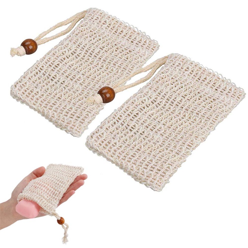 2pcs Natural Safe and Durable Sisal Fiber Soap Bag Saver Pouch for Foaming and Drying The Soap Shower Bath Exfoliating