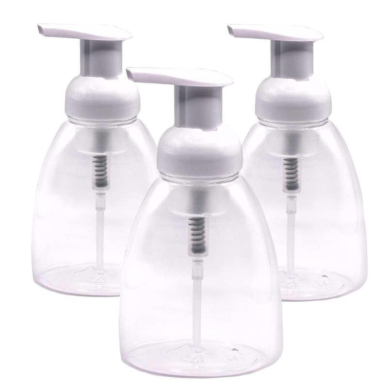 (3 Pack) Clear Plastic Foaming Soap Dispensers Pump-Bottles Compatible with Dr. Bronners Castile Liquid Soap, 250ml (8.5 oz) – Pack of 3