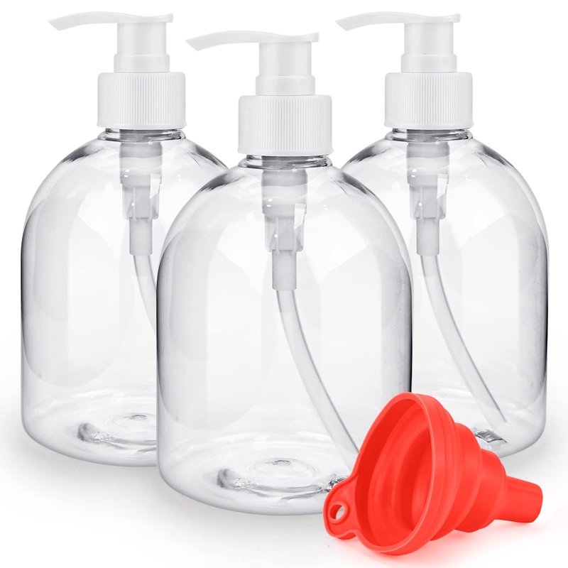 3PCs plastic soap dispenser 500ml of empty pumping bags refillable shampoo bottles with silicone funnel & label lotion donor empty bottles for kitchen bathroom liquid soap shampoo conditioner shower gel